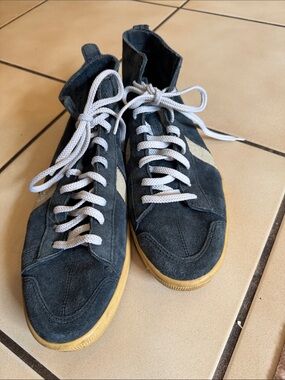 Sawa navy Suede High-Top Sneakers with White Laces